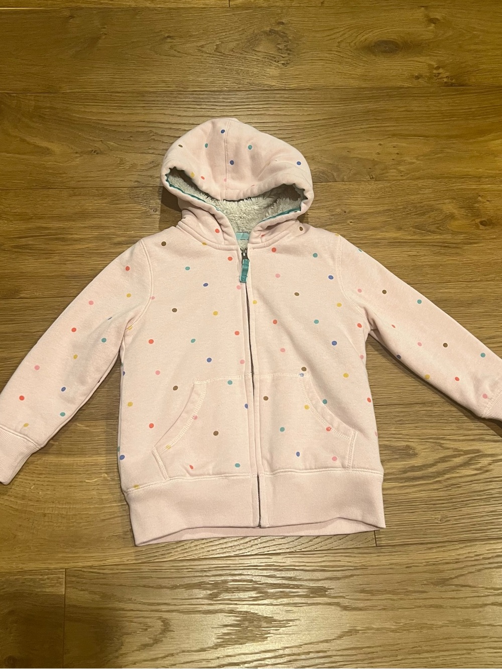 Boden Pink Polka Dot Sherpa-Lined Hoodie for Kids - Picture 2 of 7